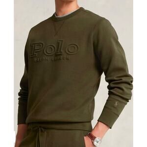Polo Ralph Lauren Men's Double Knit Embossed Logo Crewneck Sweatshirt Green S